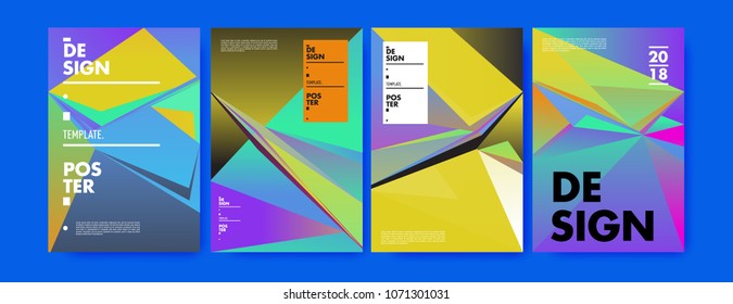 Colorful abstract geometric triangle poster and cover design. Minimal geometric pattern gradients. Eps10 vector