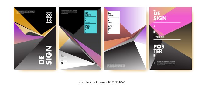 Colorful abstract geometric triangle poster and cover design. Minimal geometric pattern gradients. Eps10 vector