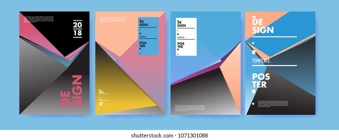Colorful abstract geometric triangle poster and cover design. Minimal geometric pattern gradients. Eps10 vector