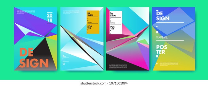 Colorful abstract geometric triangle poster and cover design. Minimal geometric pattern gradients. Eps10 vector