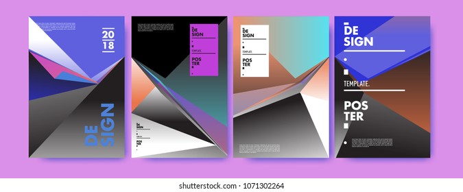 Colorful abstract geometric triangle poster and cover design. Minimal geometric pattern gradients. Eps10 vector