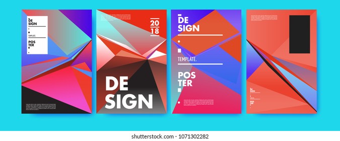 Colorful abstract geometric triangle poster and cover design. Minimal geometric pattern gradients. Eps10 vector