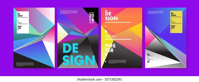 Colorful abstract geometric triangle poster and cover design. Minimal geometric pattern gradients. Eps10 vector