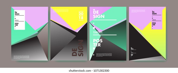 Colorful abstract geometric triangle poster and cover design. Minimal geometric pattern gradients. Eps10 vector