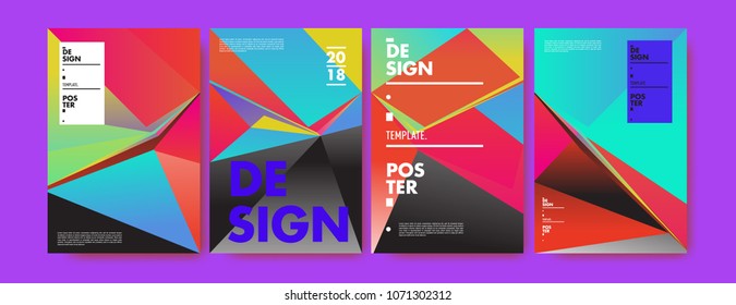 Colorful abstract geometric triangle poster and cover design. Minimal geometric pattern gradients. Eps10 vector