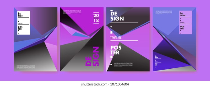 Colorful abstract geometric triangle poster and cover design. Minimal geometric pattern gradients. Eps10 vector