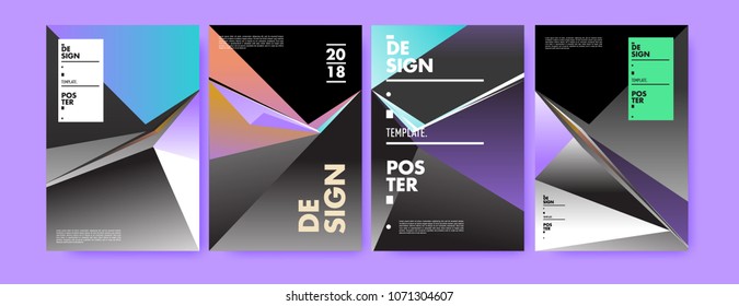 Colorful abstract geometric triangle poster and cover design. Minimal geometric pattern gradients. Eps10 vector