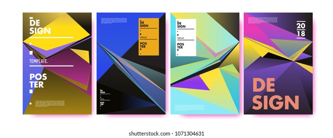 Colorful abstract geometric triangle poster and cover design. Minimal geometric pattern gradients. Eps10 vector