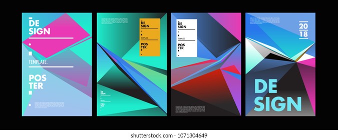 Colorful abstract geometric triangle poster and cover design. Minimal geometric pattern gradients. Eps10 vector