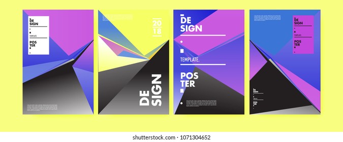 Colorful abstract geometric triangle poster and cover design. Minimal geometric pattern gradients. Eps10 vector