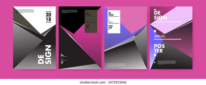 Colorful abstract geometric triangle poster and cover design. Minimal geometric pattern gradients. Eps10 vector