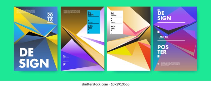 Colorful abstract geometric triangle poster and cover design. Minimal geometric pattern gradients. Eps10 vector