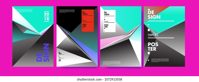 Colorful abstract geometric triangle poster and cover design. Minimal geometric pattern gradients. Eps10 vector