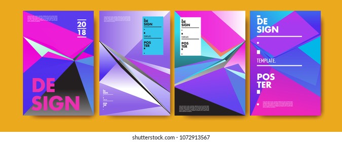 Colorful abstract geometric triangle poster and cover design. Minimal geometric pattern gradients. Eps10 vector