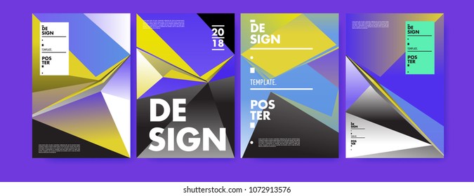 Colorful abstract geometric triangle poster and cover design. Minimal geometric pattern gradients. Eps10 vector