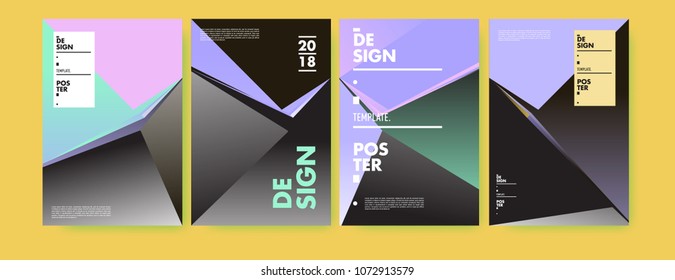 Colorful abstract geometric triangle poster and cover design. Minimal geometric pattern gradients. Eps10 vector