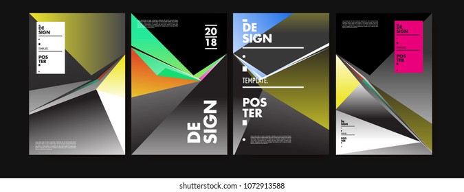 Colorful abstract geometric triangle poster and cover design. Minimal geometric pattern gradients. Eps10 vector