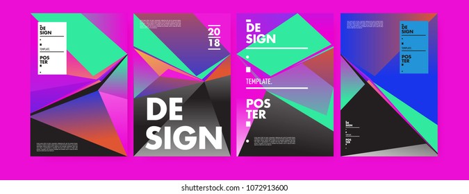 Colorful abstract geometric triangle poster and cover design. Minimal geometric pattern gradients. Eps10 vector