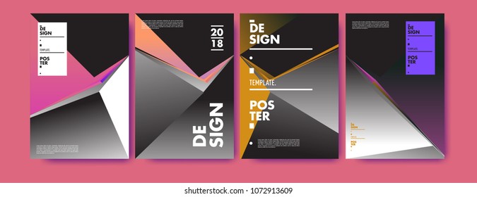 Colorful abstract geometric triangle poster and cover design. Minimal geometric pattern gradients. Eps10 vector