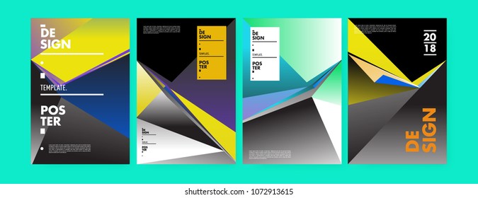 Colorful abstract geometric triangle poster and cover design. Minimal geometric pattern gradients. Eps10 vector