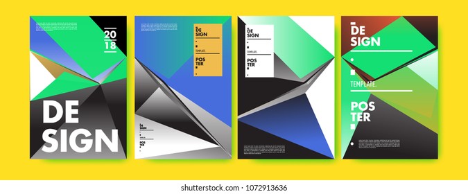 Colorful abstract geometric triangle poster and cover design. Minimal geometric pattern gradients. Eps10 vector