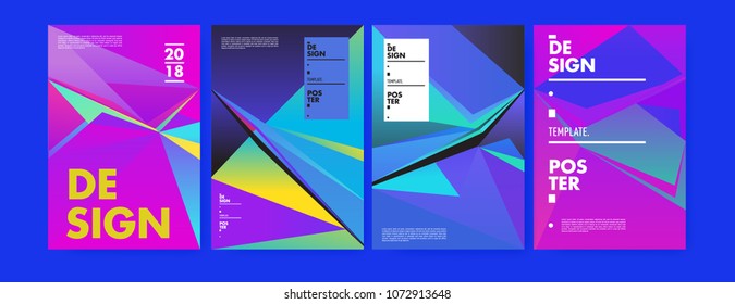 Colorful abstract geometric triangle poster and cover design. Minimal geometric pattern gradients. Eps10 vector