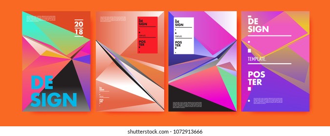 Colorful abstract geometric triangle poster and cover design. Minimal geometric pattern gradients. Eps10 vector