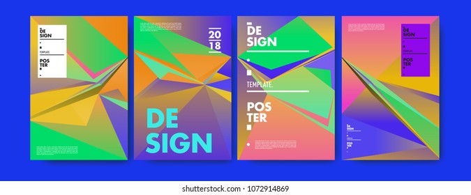 Colorful abstract geometric triangle poster and cover design. Minimal geometric pattern gradients. Eps10 vector