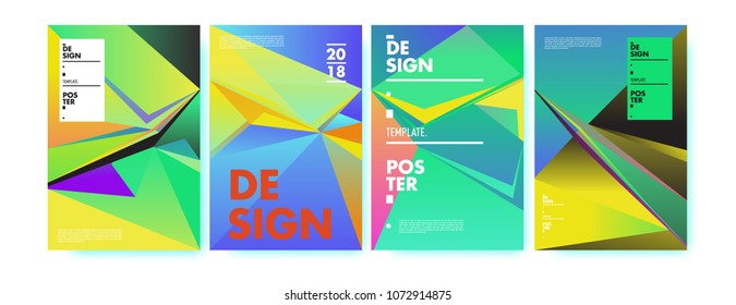 Colorful abstract geometric triangle poster and cover design. Minimal geometric pattern gradients. Eps10 vector