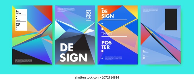Colorful abstract geometric triangle poster and cover design. Minimal geometric pattern gradients. Eps10 vector