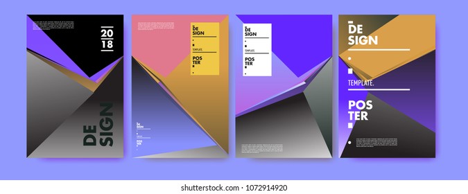 Colorful abstract geometric triangle poster and cover design. Minimal geometric pattern gradients. Eps10 vector