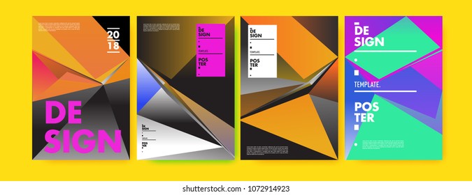 Colorful abstract geometric triangle poster and cover design. Minimal geometric pattern gradients. Eps10 vector