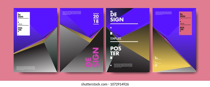 Colorful abstract geometric triangle poster and cover design. Minimal geometric pattern gradients. Eps10 vector