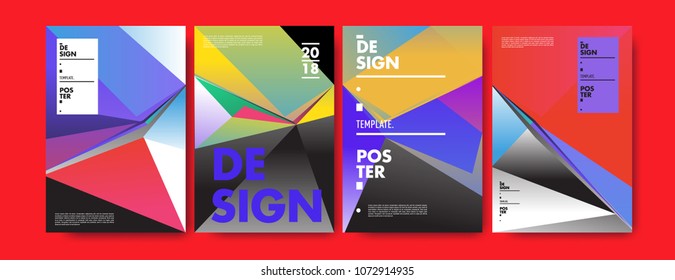 Colorful abstract geometric triangle poster and cover design. Minimal geometric pattern gradients. Eps10 vector