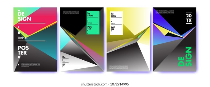 Colorful abstract geometric triangle poster and cover design. Minimal geometric pattern gradients. Eps10 vector
