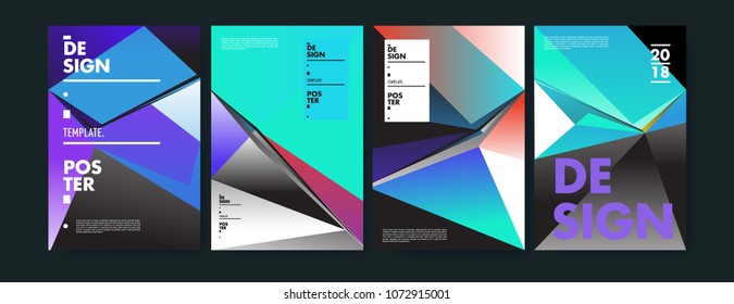 Colorful abstract geometric triangle poster and cover design. Minimal geometric pattern gradients. Eps10 vector