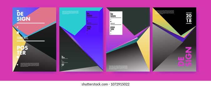 Colorful abstract geometric triangle poster and cover design. Minimal geometric pattern gradients. Eps10 vector
