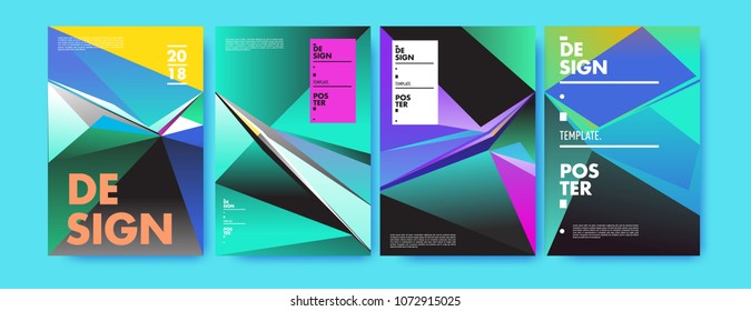 Colorful abstract geometric triangle poster and cover design. Minimal geometric pattern gradients. Eps10 vector
