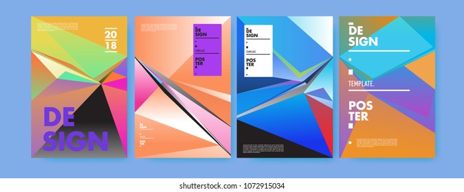 Colorful abstract geometric triangle poster and cover design. Minimal geometric pattern gradients. Eps10 vector