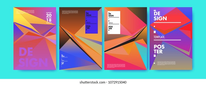 Colorful abstract geometric triangle poster and cover design. Minimal geometric pattern gradients. Eps10 vector