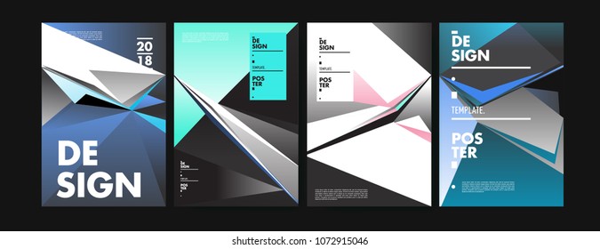 Colorful abstract geometric triangle poster and cover design. Minimal geometric pattern gradients. Eps10 vector