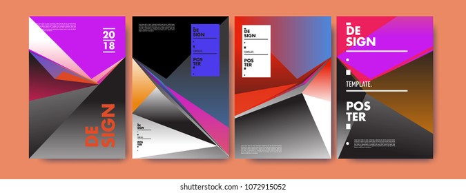 Colorful abstract geometric triangle poster and cover design. Minimal geometric pattern gradients. Eps10 vector