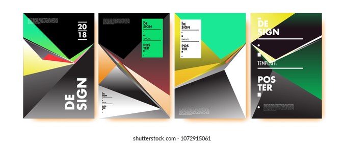 Colorful abstract geometric triangle poster and cover design. Minimal geometric pattern gradients. Eps10 vector