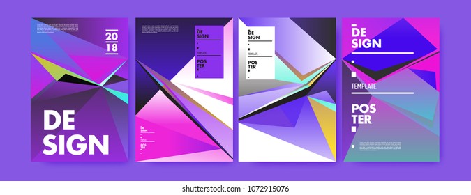 Colorful abstract geometric triangle poster and cover design. Minimal geometric pattern gradients. Eps10 vector