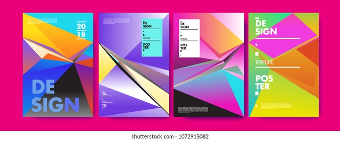Colorful abstract geometric triangle poster and cover design. Minimal geometric pattern gradients. Eps10 vector