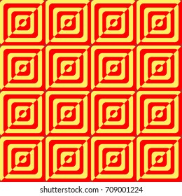Colorful abstract geometric vector background. Seamless yellow and red square pattern. EPS10 vector illustration for fabric, wrapping paper, texture, fashion design. Cute rectangle design pattern.