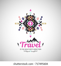 Colorful abstract geometric vector simbol in tribal style