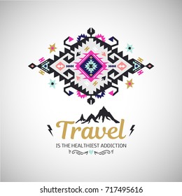 Colorful abstract geometric vector simbol in tribal style