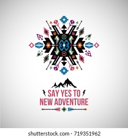 Colorful abstract geometric vector simbol in tribal style