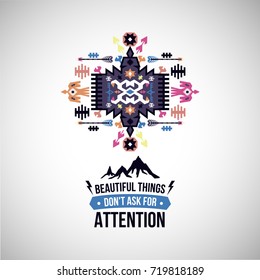 Colorful abstract geometric vector simbol in tribal style